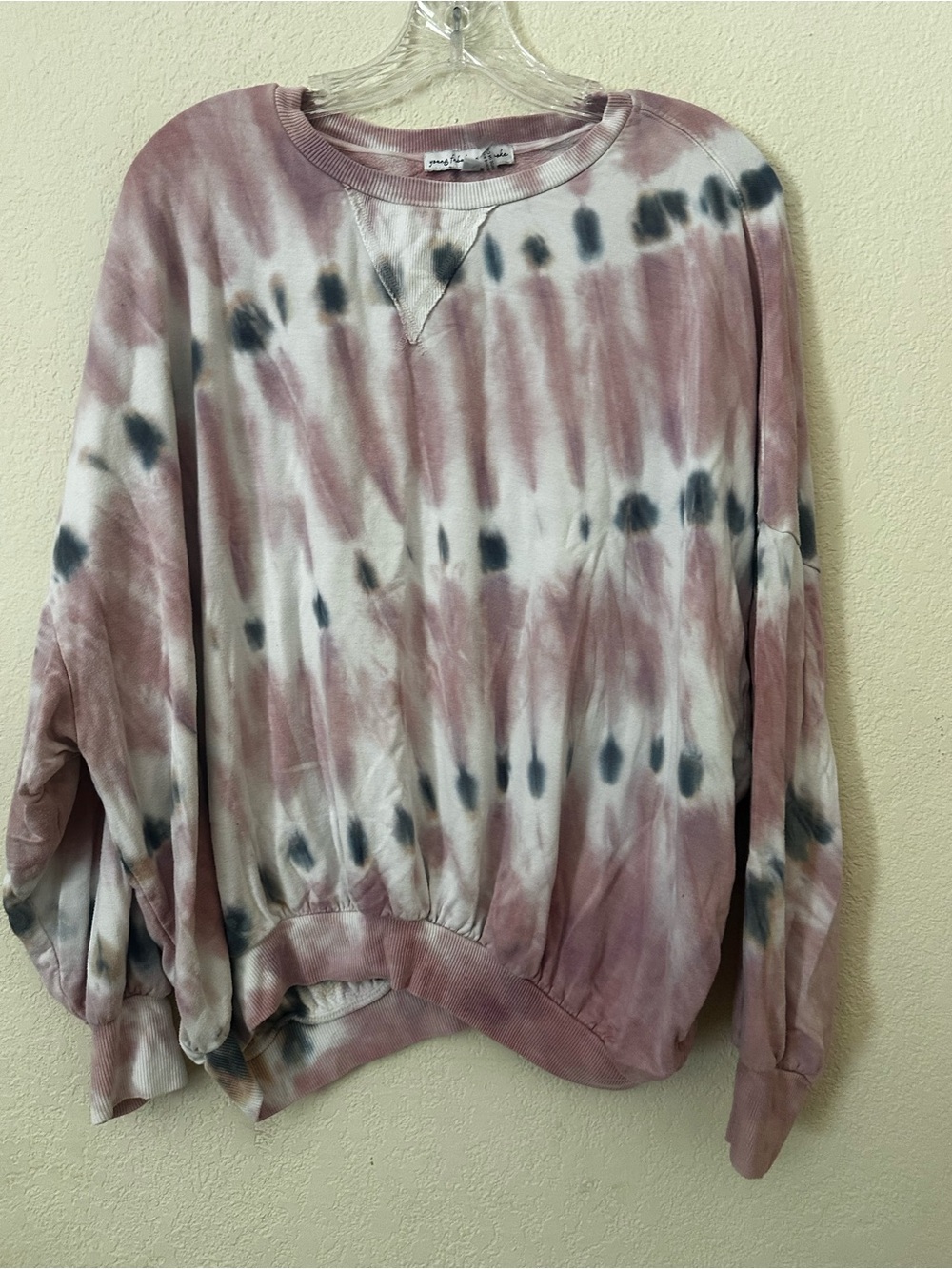 Young Fabulous & Broke Dusty Rose and Gray Tie-Dye Crewneck Sweatshirt size L